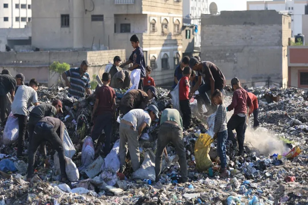 ময়লার ভাগাড়ে খাবার খুঁজছেন গাজার মানুষ